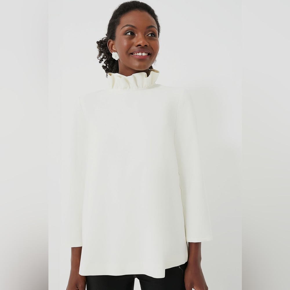 Tuckernuck White Ruffle Neck Blouse